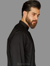 تصویر پیراهن مردانه مشکی دکمه مخفی سلیم 