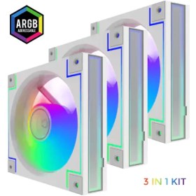 تصویر فن 3 تایی کیس گیمینگ گیم‌ مکس RD300 WH 