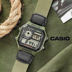 تصویر ساعت مچی اورجینال مردانه کاسیو Casio سبز | مشکی| مشکی| کد رفرنس AE-1200WHB-1B کد محصول:66692