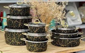 تصویر سرویس قابلمه ۱۴ پارچه ماربل بیتیس طرح سنگ 