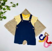 تصویر ست بیلر و تیشرت نوزادی آستین کوتاه برند لوپیلو طرح بیلر شورتکی بیلر تک‌رنگ سرمه ای رنگ - 2 تا 4 ماه - 2 تا 4 ماه | فروشگاه نام نیکو 