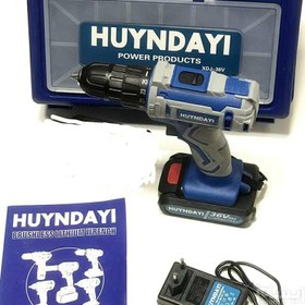 تصویر دریل شارژی 36 ولت هیوندای با پک کامل مدل Korea Hyundai 36 volt cordless drill with full Korea model pack