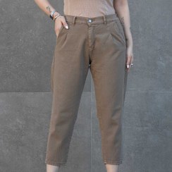 تصویر شلوار دخترانه مام فیت کمر کش نسکافه ای 