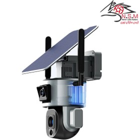 تصویر دوربین چرخشی خورشیدی دو لنز سیمکارتی 10X SIM card solar rotating camera