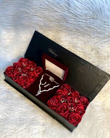 تصویر (ارسال رایگان)باکس گل و سرویس جواهری پروانه مدل لاکچری رز ربانی ماندگار هدیه‌ روز زن و روز مادر 