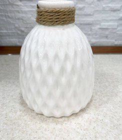 تصویر گلدان سرامیکی دور کنفی Hemp round ceramic vase