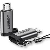 تصویر تبدیل USB-C به Micro USB یوگرین مدل US282 USB-C to Micro USB Adapter UGREEN US282 Grey