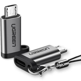 تصویر تبدیل USB-C به Micro USB یوگرین مدل US282 USB-C to Micro USB Adapter UGREEN US282 Grey