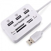 تصویر هاب و رمریدر آداپتور خور USB2.0 کمبو مدل COMBO COMBO 3 PORT 2.0HUB AND 4 SLOT CARD READER USB2.0