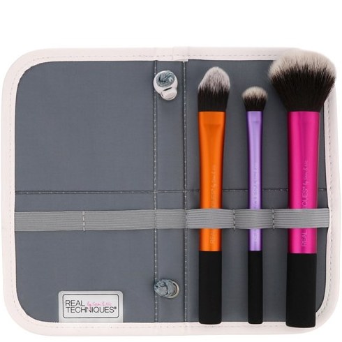 Real Techniques Travel Fantasy Mini Brush Set 10 in 1 total face kit w. bag  4285