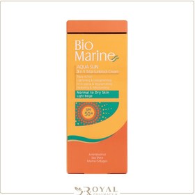 تصویر کرم ضد آفتاب SPF50 مناسب پوست معمولی بژ روشن بایومارین 50 میل BioMarine Aqua Sunscreen SPF50 Normal Skin Light Beige 50Ml