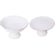 تصویر سرویس پذیرایی 2 پارچه مقصود مدل نیلوفری خط طلا کد 0 