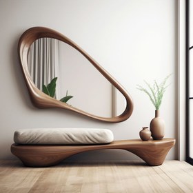 تصویر آینه و نیمکت - فندقی 