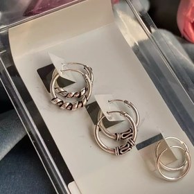 تصویر گوشواره نقره عیار ۹۲۵ پک سه عددی طرح حلقه ای 