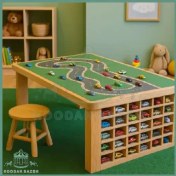 تصویر میز ماشین‌ بازی چوبی 