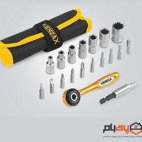 تصویر مجموعه 19 عددی سری پیچگوشتی کنزاکس مدل KBR-119 Kenzax KBR-119 19 TOOLS SET