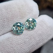 تصویر جفت نگین سنگ موزانایت خوش رنگ اصلی کد 36925 