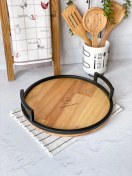 تصویر سینی پذیرایی رایکا مدل مارینا گرد با دسته فلزی 