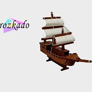 تصویر اکسسوری کشتی دکوری چوبی کوچک 