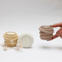 تصویر شمع لیوانی معطر مدل حریر | شمع لیوانی بتنی با طراحی شیک و دکوراتیو | رایحه قهوه و وانیل 