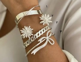 تصویر بنگل زنانه استیل نقره ای 