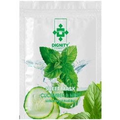 تصویر ماسک صورت جوان‌کننده ورقه‌ای خیار نعنا انواع پوست دیگنیتی تک عددی Face mask rejuvenating mint cucumber slices for all types of single-digit skin