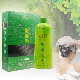 تصویر شامپو رنگ مشکی گیاهی بریملس 500 میل Brimless Shampoo, Herbal Bubble Gray Hair Dye Shampoo 500 ml