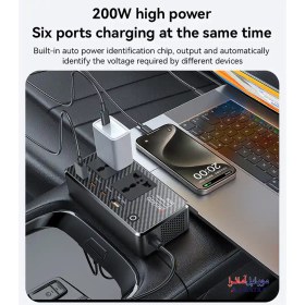 تصویر اینورتر خودرو 200 وات یسیدو مدل YESIDO VC07 YESIDO VC07 12V To 200V Incependent Switch Multiple Protections USB QC3.0+TC PD Fast Charging Car Inverter