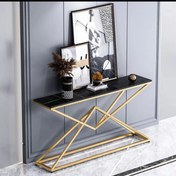 تصویر کنسول استیل طلایی مدل هرمی 