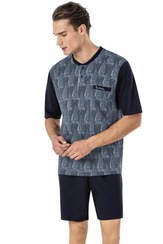 تصویر ست پیژامه مردانه فاق نرمال آستین کوتاه طرح دار | پیر کاردین Pierre Cardin PC6022EPJ 