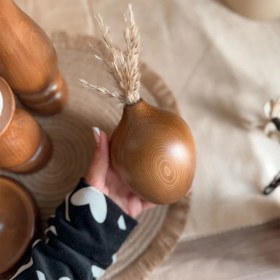 تصویر گلدان چوبی تپل 