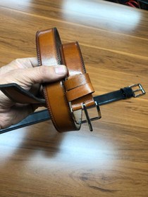 تصویر کمربند ۳/۵ تک لایه گاوی - مشکی Leather belt