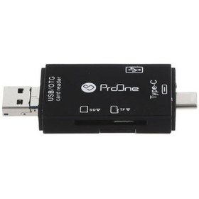 تصویر مبدل USB-C / USB / microUSB به SD / USB / TF پرووان مدل PCO03 مشکی کابل تبدیل