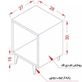 تصویر پاتختی سایز کوچک با پایه های چوبی - سفید 