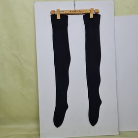 تصویر جوراب زنانه ساق بلند یا بالای زانو پارازین مشکی ساده نخ 40 