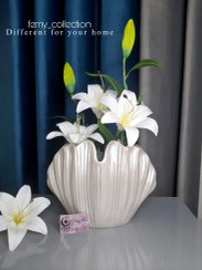 تصویر گلدان صدف - سفید صدفی 