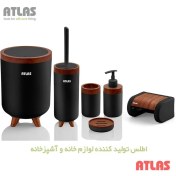 تصویر ست سرویس بهداشتی اطلس ATLAS 6 تکه مدل سلین طرح چوب 624 جدید کد 705 