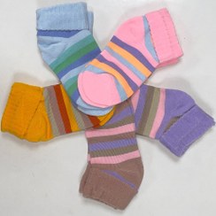 تصویر جوراب حوله ای راه راه 