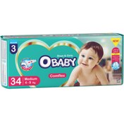 تصویر پوشک کامل کامفلکس( کشی + 3D ) OBABY دوبل سایز متوسط 34 عددی(6بسته) 