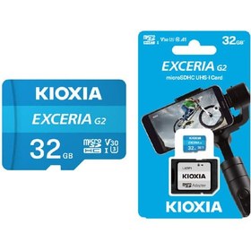 تصویر کارت حافظه‌ microSDHC کیوکسیا KIOXIA مدل G2 EXCERIA کلاس 10 استاندارد V30-U3 سرعت 100MBps ظرفیت 32 گیگابایت به همراه آداپتور SD EXCERIA G2 microSD Memory Card