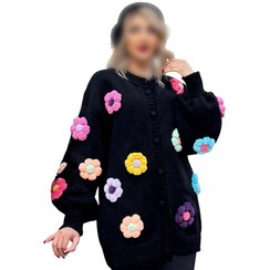 تصویر ژاکت زنانه گره استایل مدل بابونه رنگارنگ 