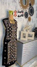 تصویر پلیوار ۳۰۰ آینه سه رنگ زنانه | کرپ خاویار اصل | بدون شال | رنگ مشکی با زمینه کرم 