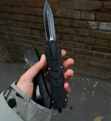 تصویر چاقو تمام اتوماتیک کشویی اورجینال طرح فول بلک +ارسال رایگان 