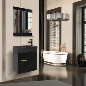 تصویر ست کابینت و روشویی آزالیا مدل Andreh22 به همراه آینه - طوسی مات 