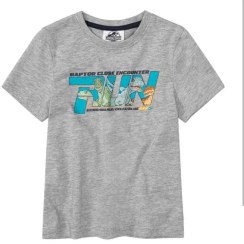 تصویر تیشرت پسرانه طرح دایناسور طوسی 