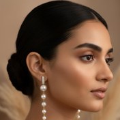 تصویر گوشواره مرواریدی آویزی 