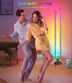 تصویر چراغ هوشمند ایستاده Gluckluz Floor Lamp LED RGB Corner Lamps| با قابلیت تنظیم نور |با قابلیت تغییر رنگ |با برنامه و کنترل از راه دور| همگام سازی موسیقی برای دکوراسیون منزل، اتاق بازی ،اتاق خواب، اتاق نشیمن- ارسال 15 الی 20 روزکاری 