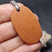 تصویر گردن آویز درشت سنگ دلربای قهوه ای کد 28153 