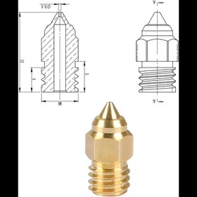 تصویر نازل پرینتر سه بعدی قطر 0.4 طلایی پرینترسه بعدی Creality مدل نازل0.4برندcreality