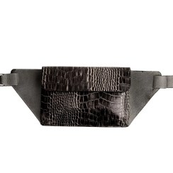 تصویر کمری ۱ مشکی کروکو‌ رگه طوسی‌ با خرج ذغالی پتینه 